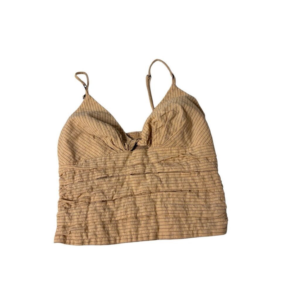 Zara tan and black striped cropped ruched corset tank - XS